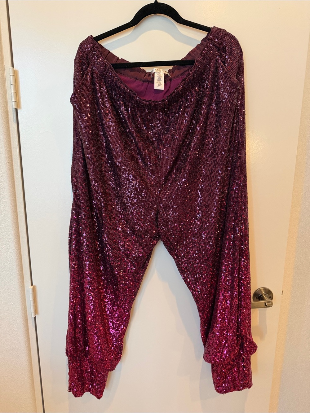 Trina Turk Plum Sequin Parachute Pants